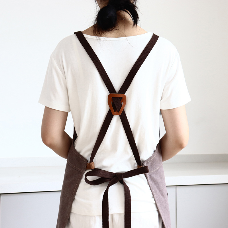 Transfronterizo Amazon engrosamiento lona delantal logotipo personalizado barista barbero ropa de trabajo hogar delantal de cocina