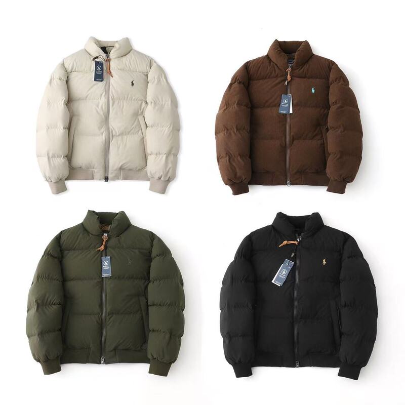 Scan the QR code to view the Ralph Lauren classic pony logo embroidered on this loose-fitting casual unisex warm down jacket Scan the QR code to view the Ralph Lauren classic pony logo embroidered on this loose-fitting casual unisex warm down jacket