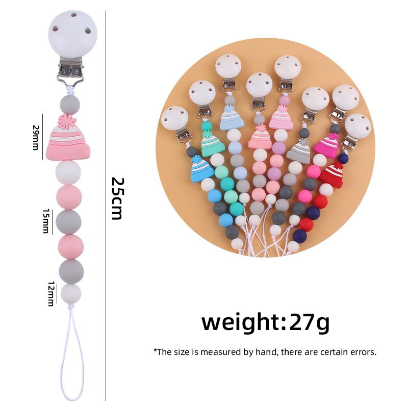 Nuevo bebé suministros chupete cadena bebé creativo de dibujos animados sombrero de Navidad silicona mordida pegamento anti-gota cadena