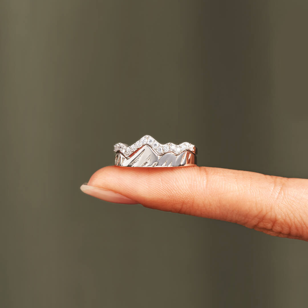 Mountain Pattern Classic Style Mountain Copper Inlay Zircon Rings