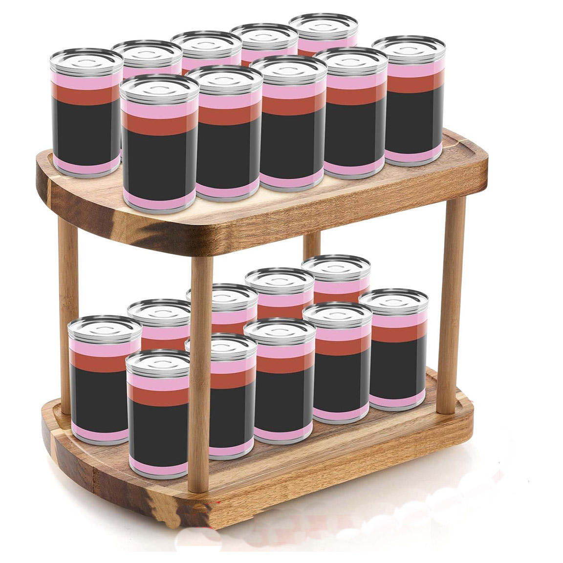 Wooden Double-Layer Rotating Spice Rack Kitchen Storage Rack Solid Wood Spice Storage Rack Countertop Storage Rack