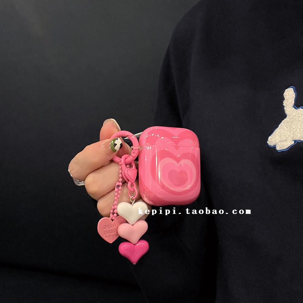 Korean sweet girl heart-shaped pendant suitable for AirPods Pro earphone cases, 1/2 generation universal Apple 3rd generation shell