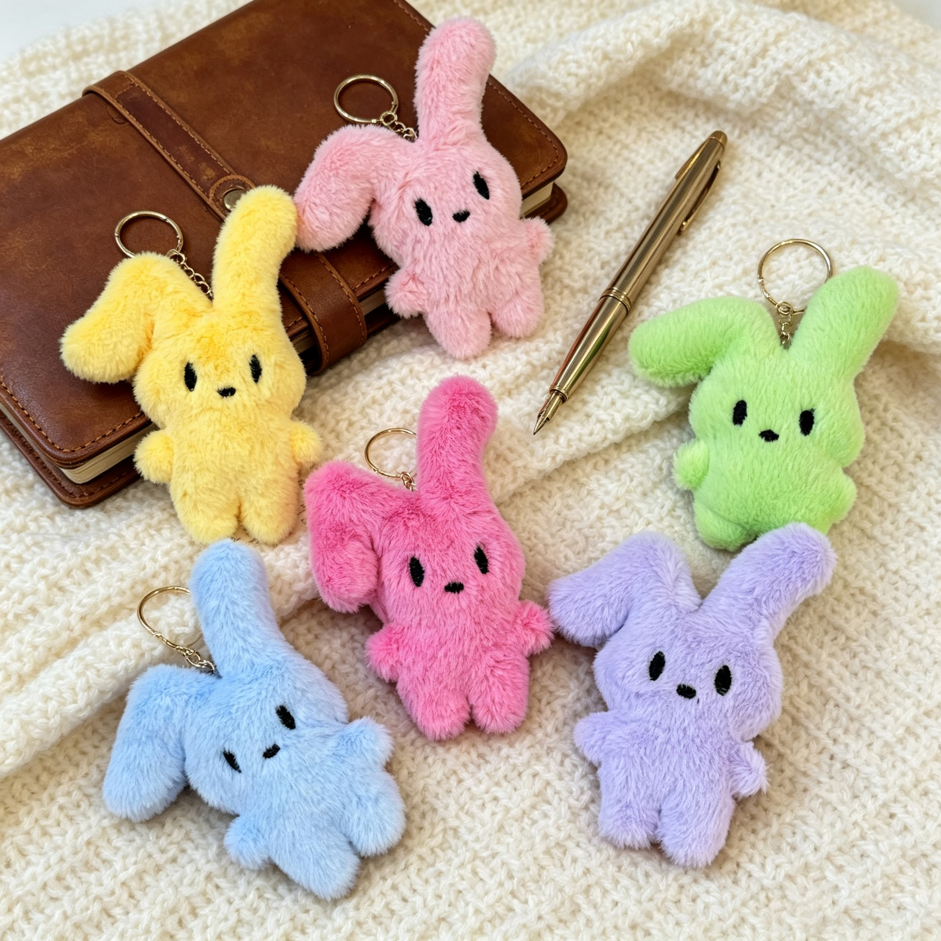 Pequeño regalo de muñecas de conejo de orejas plegables hacer actividades para empujar tiendas lindas muñecas de peluche bolsas colgantes llaveros lotes