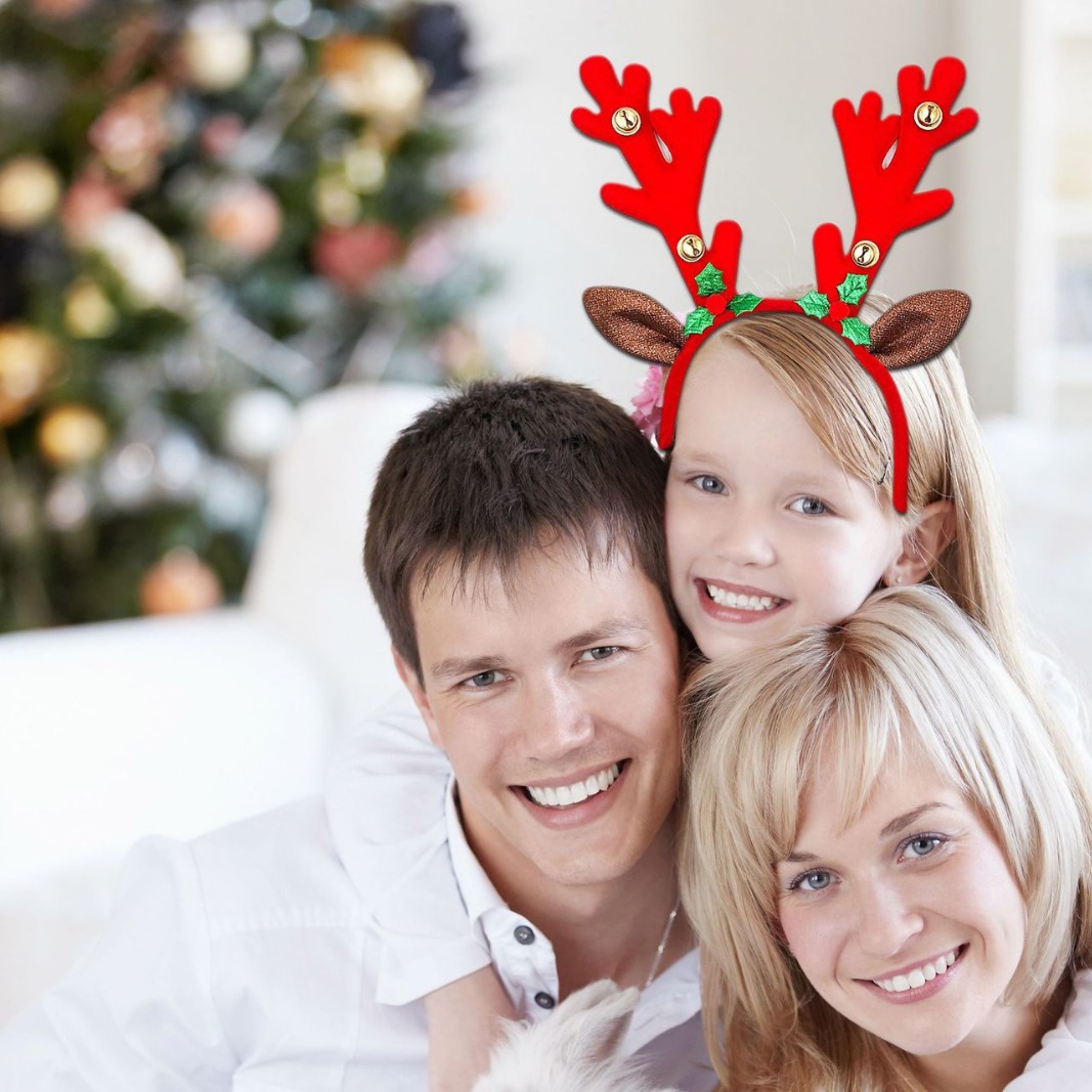 Navidad para adultos niños festivos vestido de corno de ciervo tocado de mujer red brillante velhos ornamentos de hebilla de brazalete