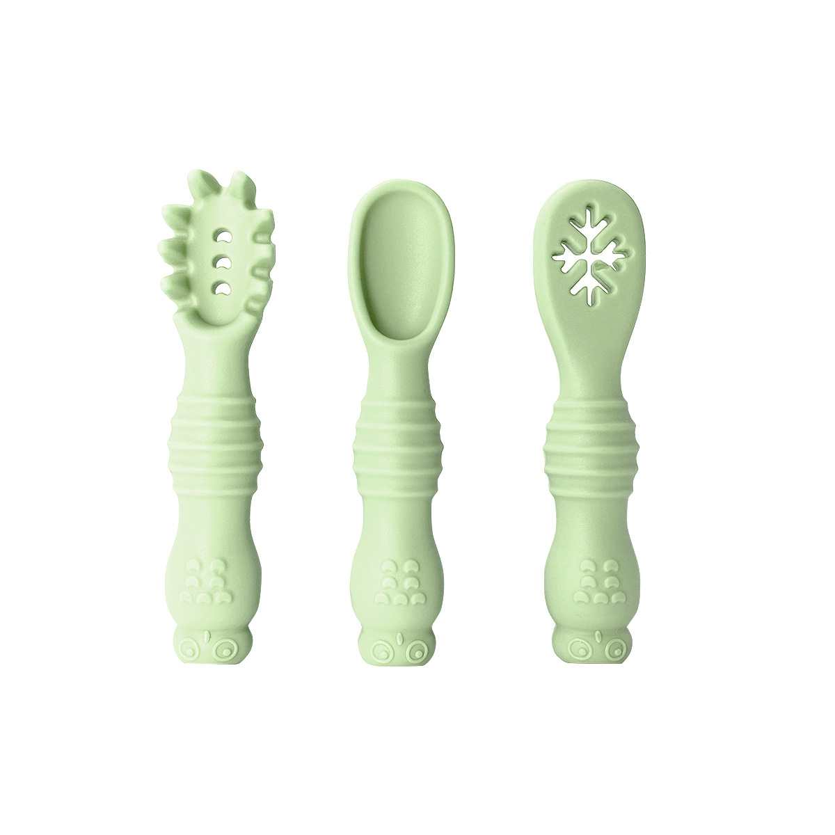 Búho bebé comiendo tenedor cuchara bebé entrenamiento comida complementaria pasta de arroz tenedor cuchara silicona mango largo molar suave tenedor cuchara fábrica