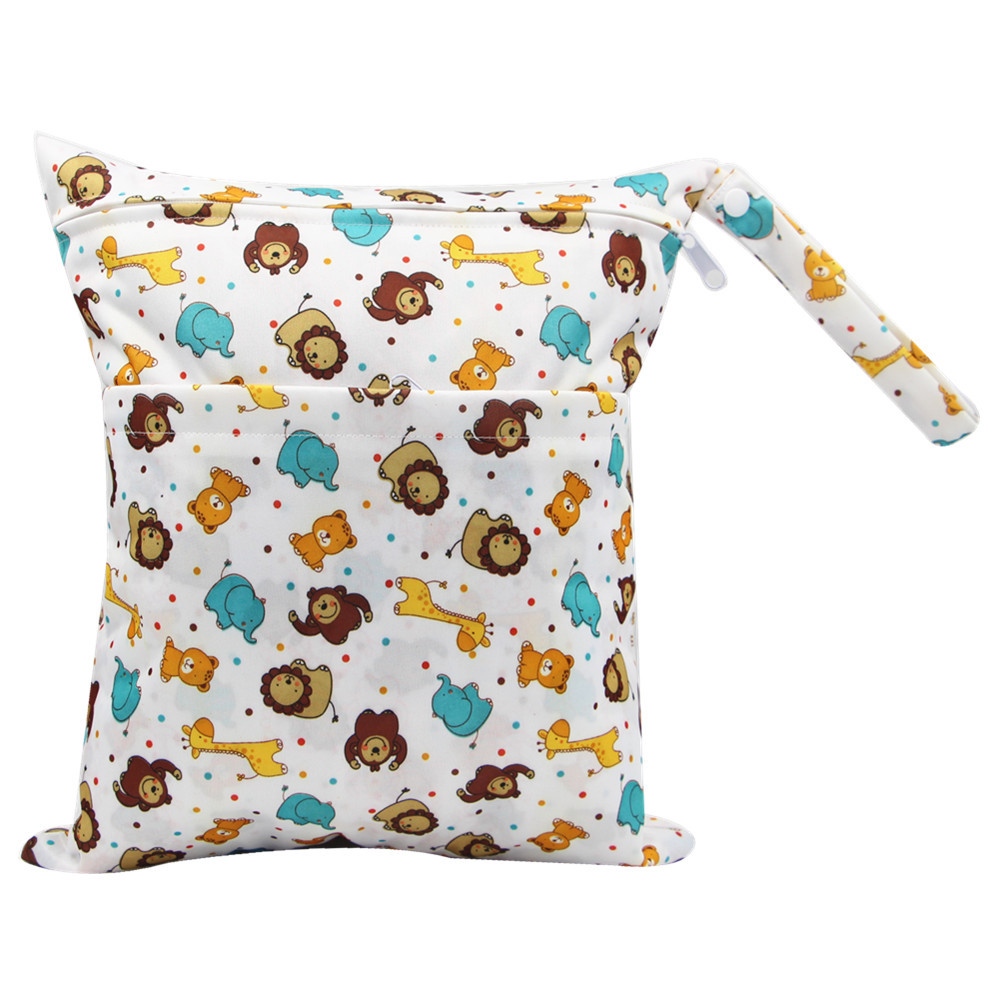 Bolsa de pañales Asenappy Impresión digital bebé doble cremallera impresión impermeable bolsa de pañales aplicación económica