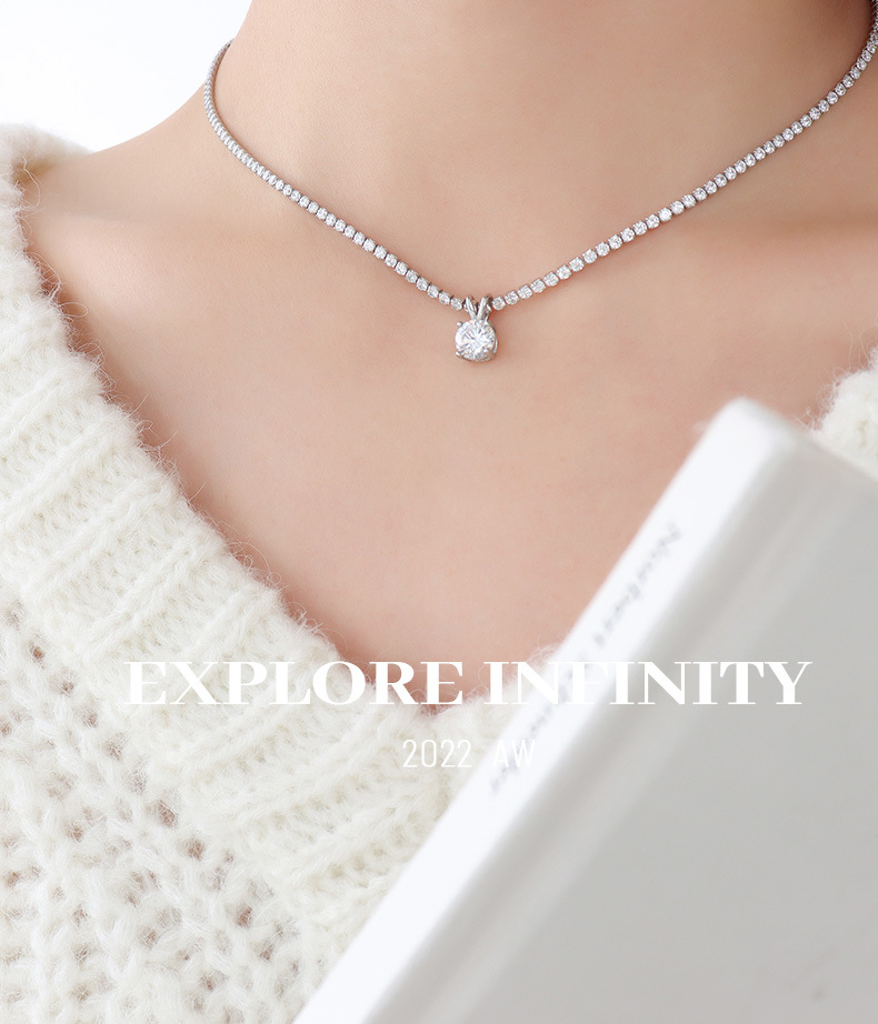 new fashion temperament full diamond inlaid titanium steel necklace