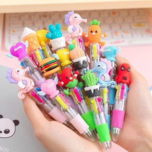 Cute cartoon cute four-color press color ballpoint pen student stationery 61 final Christmas prize award
