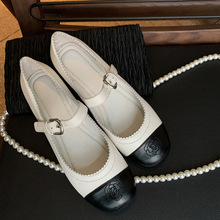 全皮香奶奶包子鞋2025低跟平色小香风一字带单鞋女小皮鞋玛丽珍鞋