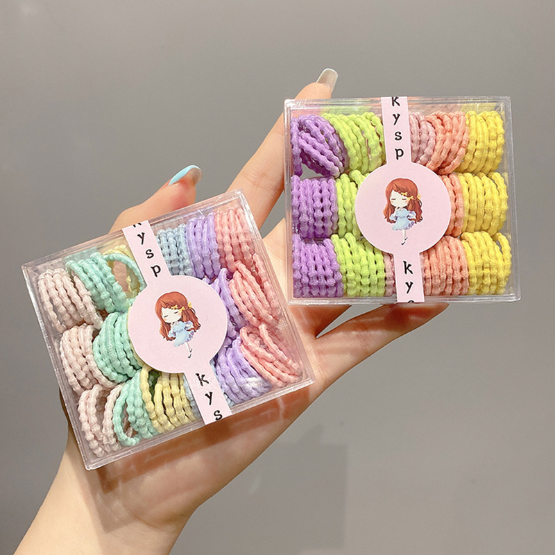 Anillo de cabello de color caramelo para niños no daña correa de cabello bebé cuerda de cabello niñas lindas cubiertas de cabello de cuero de pimples