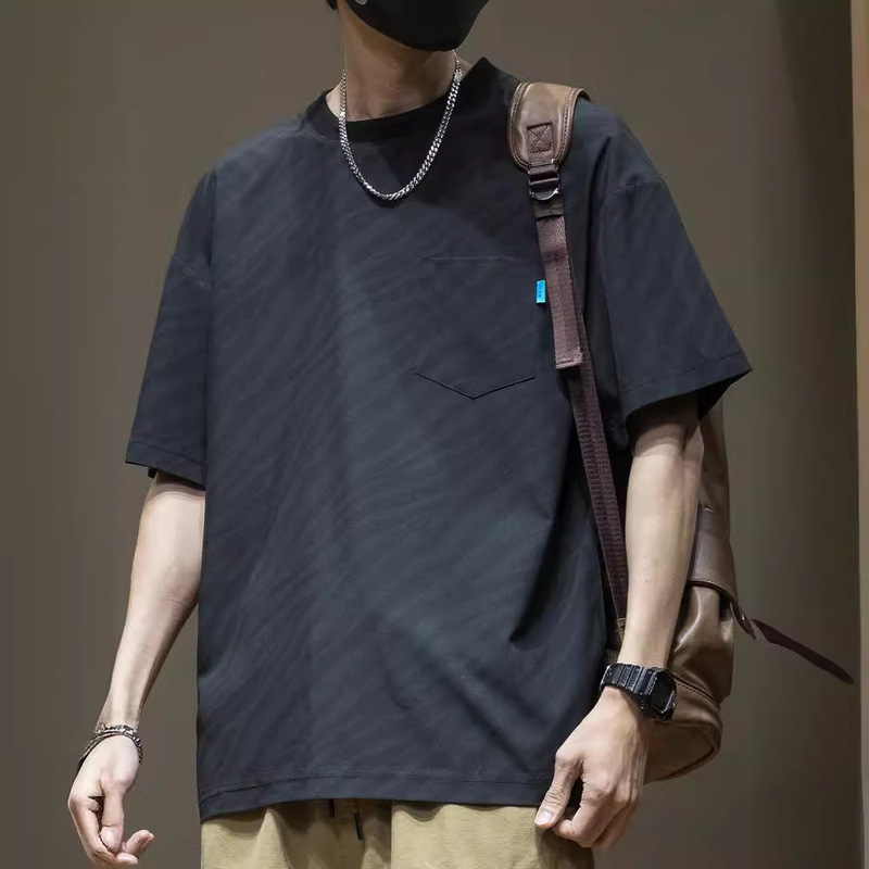 Summer ice silk short-sleeved T-shirt men's lightweight quick-drying top men's plus size large fat loose plus size half-sleeved shirt