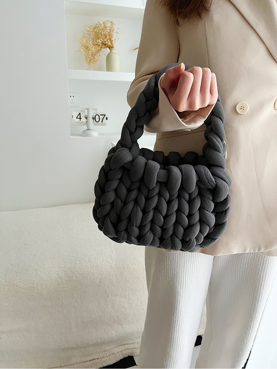 Amazon transfronterizo ultra grueso islandés lana diy bolsos tejidos a mano bolsos de mano coreanos retro versátiles productos terminados
