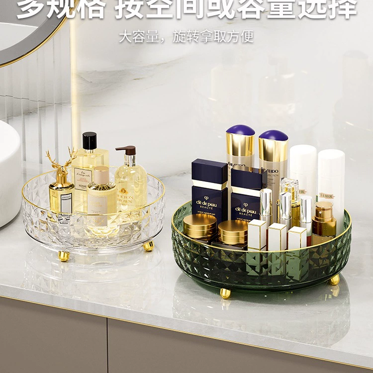 Rotating cosmetic capacious storage box, storage system, table dressing table for skin care, perfume, light luxury style
