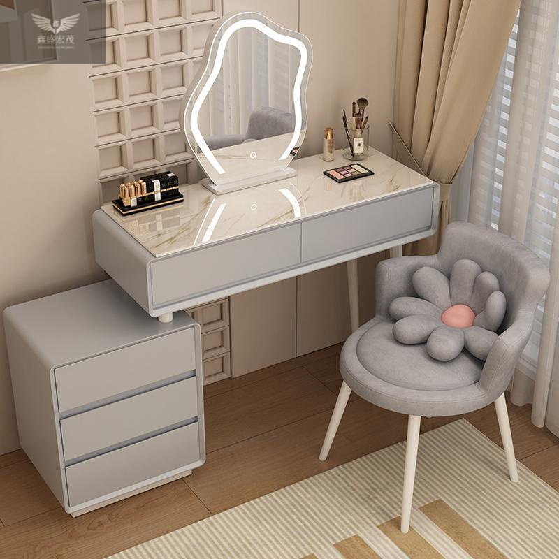 Madera maciza tablero de roca mesa de tocador de estilo de viento silencioso mesa de maquillaje de estilo de viento crema gabinete de almacenamiento mesas de cabecera de cama pequeñas mesas de maquillaje en una