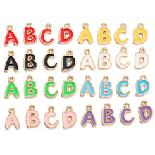 DIY饰品配件双面滴油卡通字母挂件26个英文字母合金吊坠W248