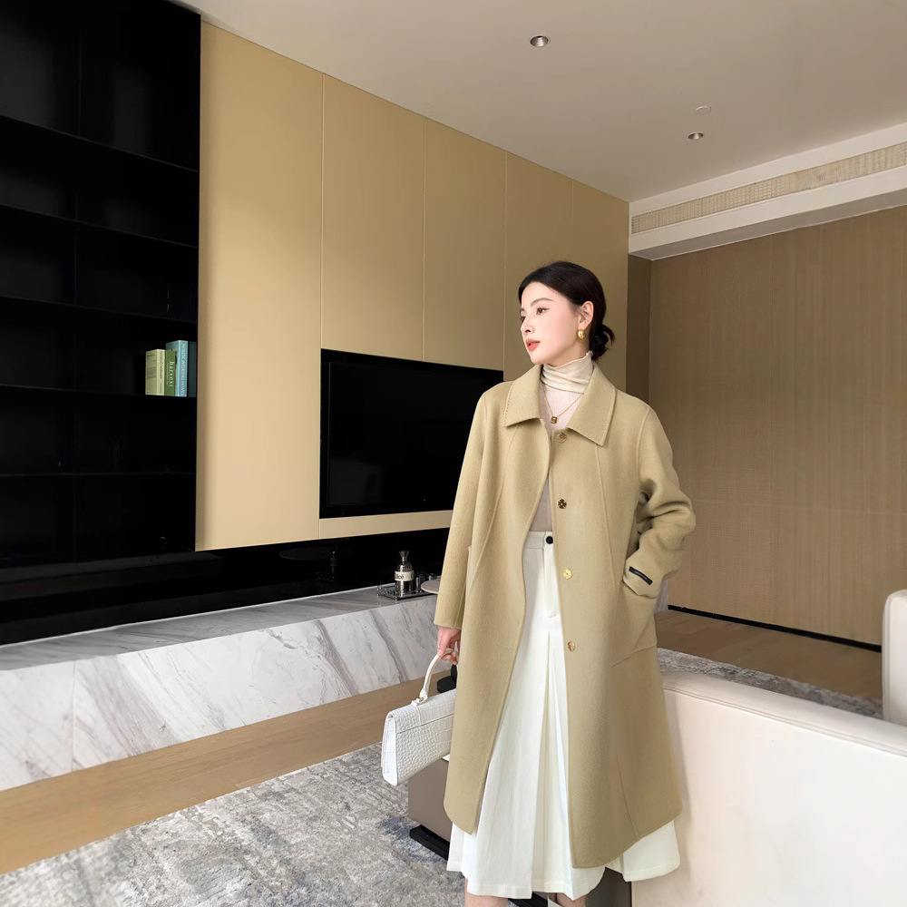 25秋冬新款双面呢大衣女加长款100%纯羊毛呢羊绒大衣外套高级感