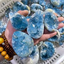 天青石蛋形心形摆件蓝水晶蓝晶洞原石簇聚宝盆爱心形蛋形天奇石