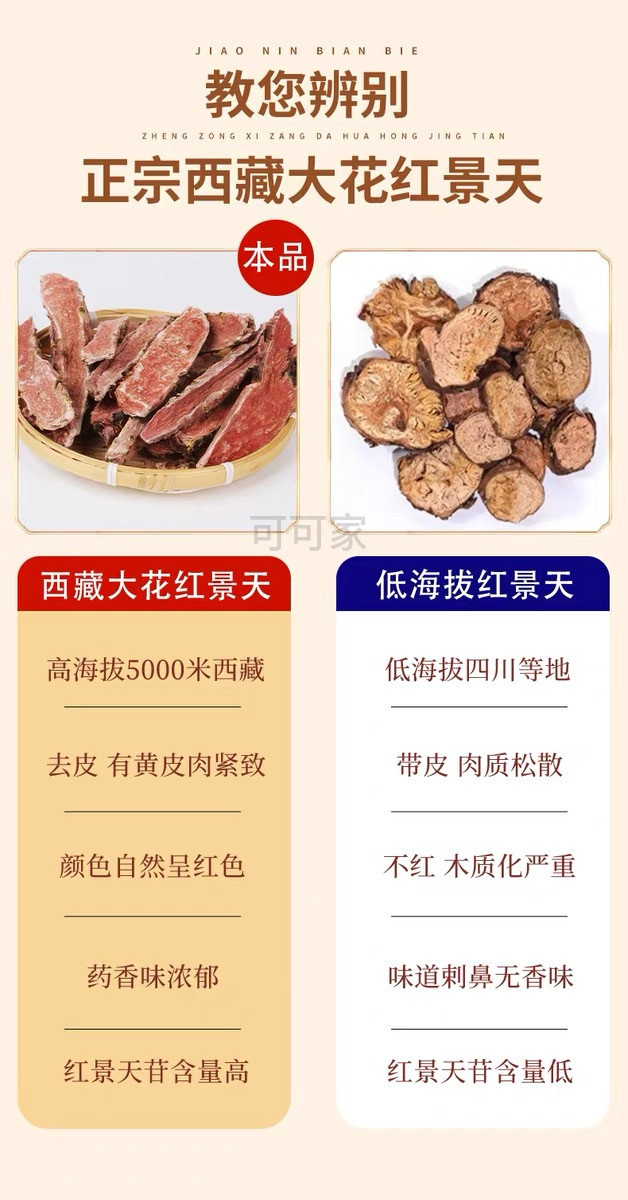 Tibetan Rhodiola Root Hong Jing Tian 250g Dried Peeled Slices for Tea and Decoction Free Grinding Service specifications