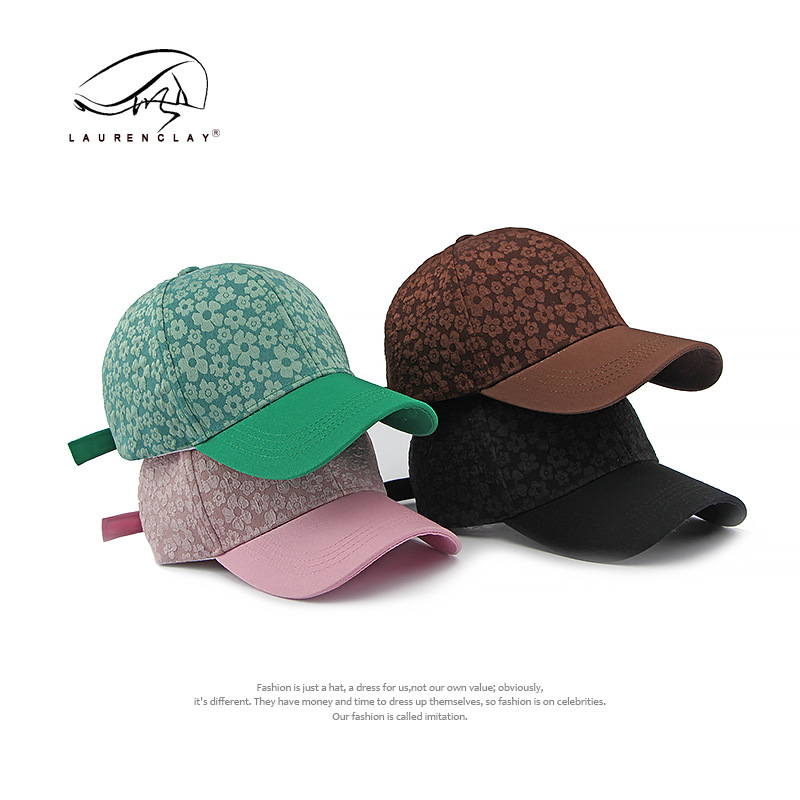 Transfronterizos de moda coreana pequeña sombrero de béisbol de flores rotas duro para mujeres primavera y verano al aire libre sombrero de sombra de sol de la marea