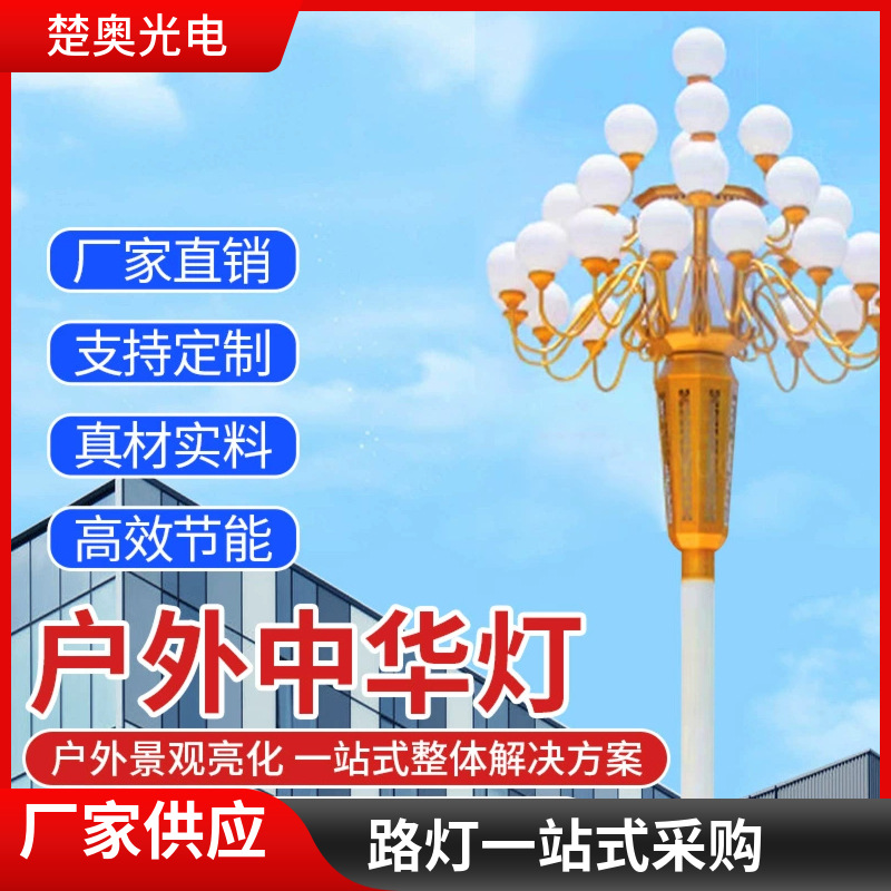 玉兰灯定制10米12米8叉九火广场户外市政工程道路中华高杆景观灯