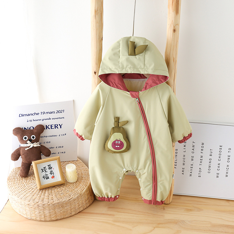 New Autumn Style Super Cute Baby Outfits: One-Piece Windproof Jackets with Hood, Perfect for Toddlers and Infants on Their First Birthday