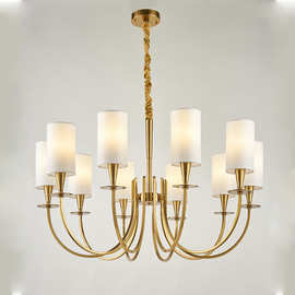 美式乡村吊灯北欧客厅简约全铜新中式吊灯简欧餐厅大吊灯8头卧室
