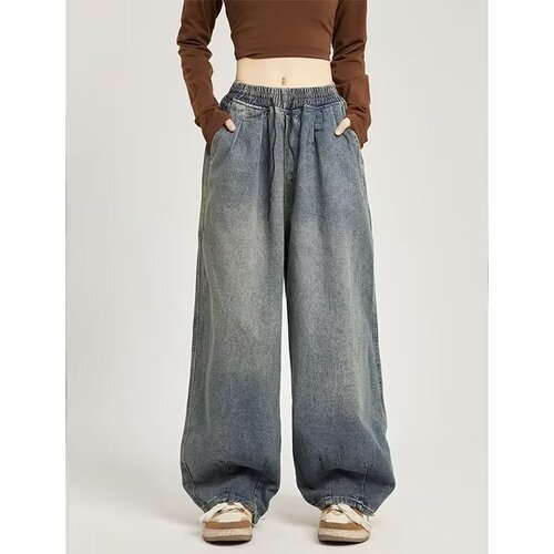 Relaxed Fit Oversize New Denim Jeans for Men and Women, Japanese Style, Plus Size Loose Streetwear, Flowy Floor-Length Wide Leg Pants