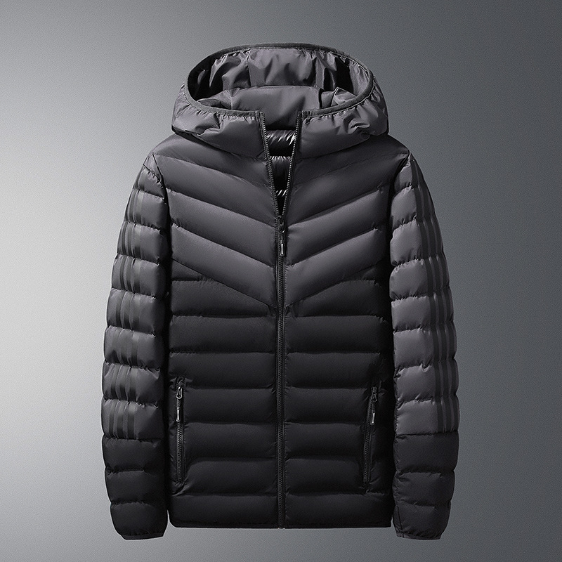 Tres barras transfronterizas chaqueta de algodón de plumón marca de moda de invierno ropa de algodón casual corta chaqueta de algodón ligera con capuchón chaqueta de mujer