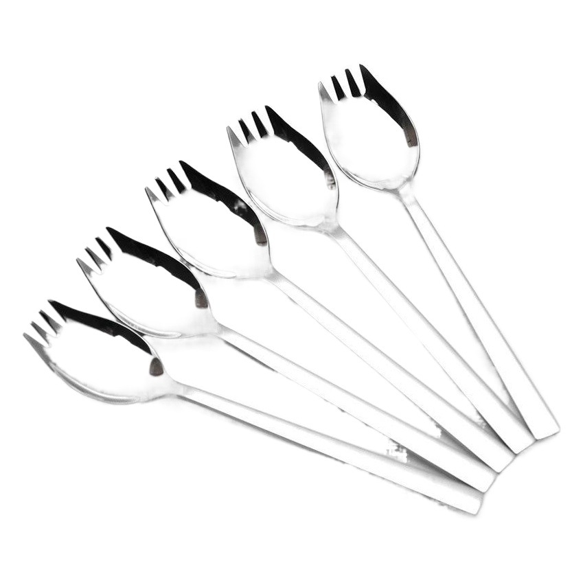 Vajilla de acero inoxidable 304 creativa Comida occidental Cuchara de tenedor de doble uso Fideos instantáneos Fideos Cuchara de ensalada de frutas Cuchara de tenedor