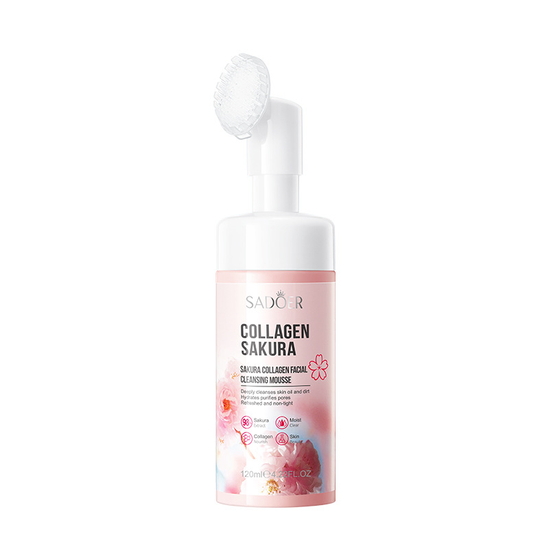 Espuma limpiadora facial SADOER pure English con aminoácidos de plantas y frutas, con cabezal de cepillo, venta al por mayor para comercio exterior transfronterizo.