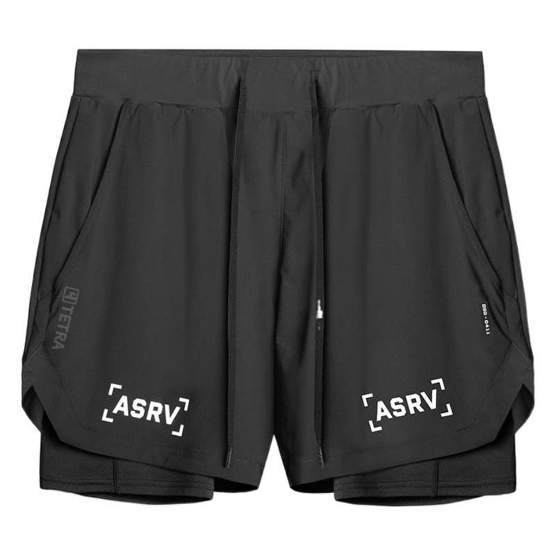 Asrv Summer Men's Shorts American Style Youth Nylon Double-Layer Shorts Men's Multi-Pocket Outdoor Sports Quick-Dry Shorts