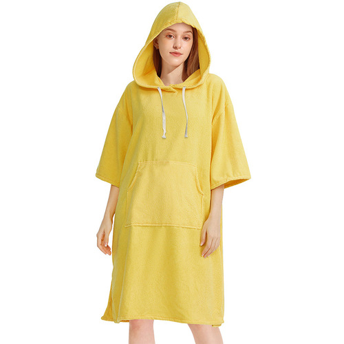 Cross-border thickened microfiber hooded cloak bath towel quick-drying cloak swimming beach surfing men's and women's changing bathrobe
