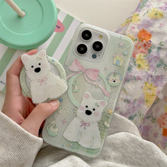 夏日清新磁吸綠色小狗適用iPhone15ProMax蘋果14/13/12手機殼少女