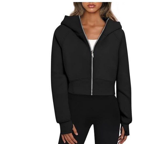 Short Top Length Women's Streetwear Solid Color Zipper Zipper Hoodie