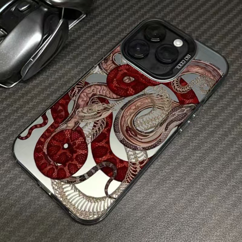 Cyberpunk Red Snake Bone Adecuado para iPhone16 Funda para teléfono móvil Personalidad Apple 15promax Nuevo 14 Cool 13