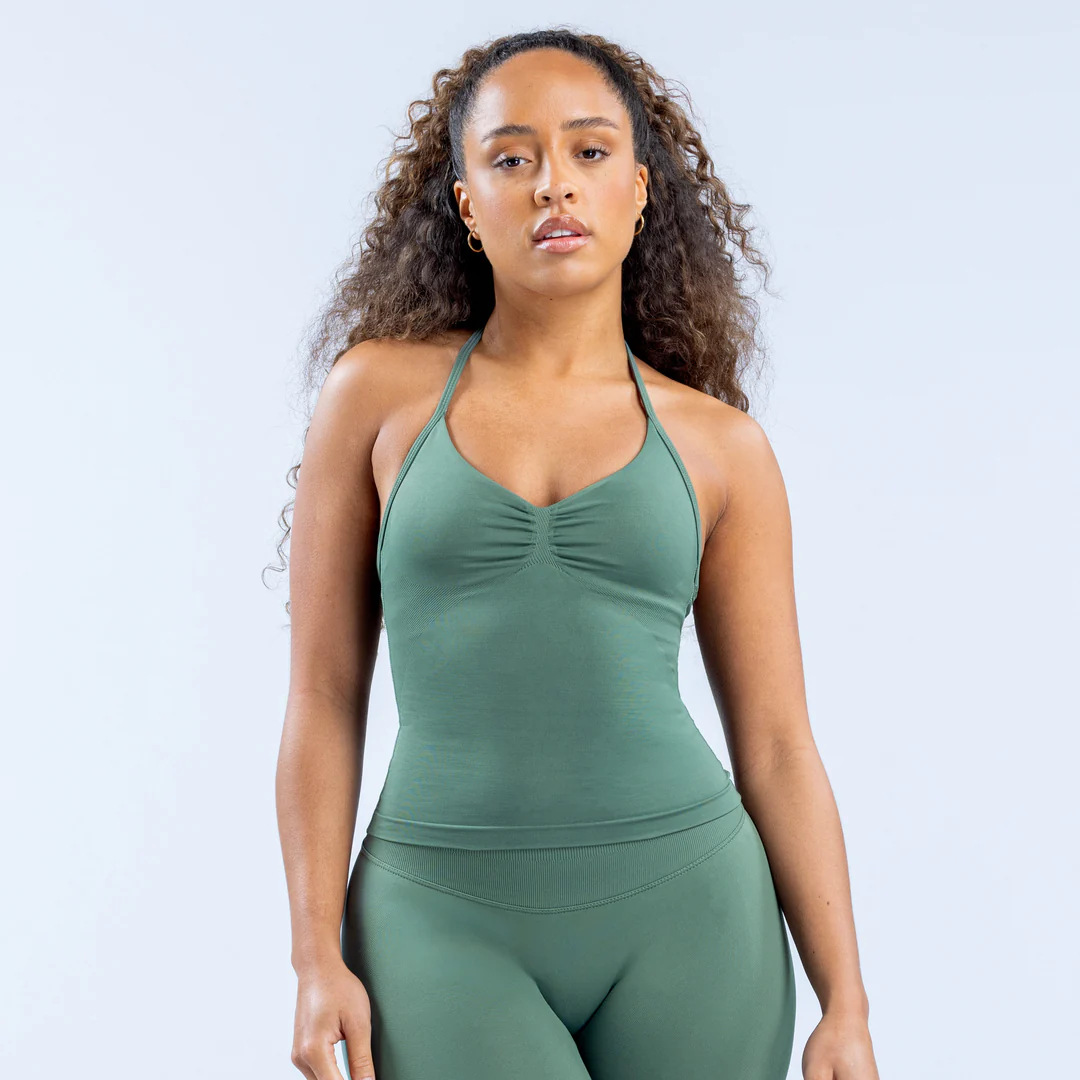 DFYNE Women's Halter Neck Sports Bra Padded Shockproof Yoga Top Backless Strap High Elastic Support Summer Fitness Vest_desvips.com