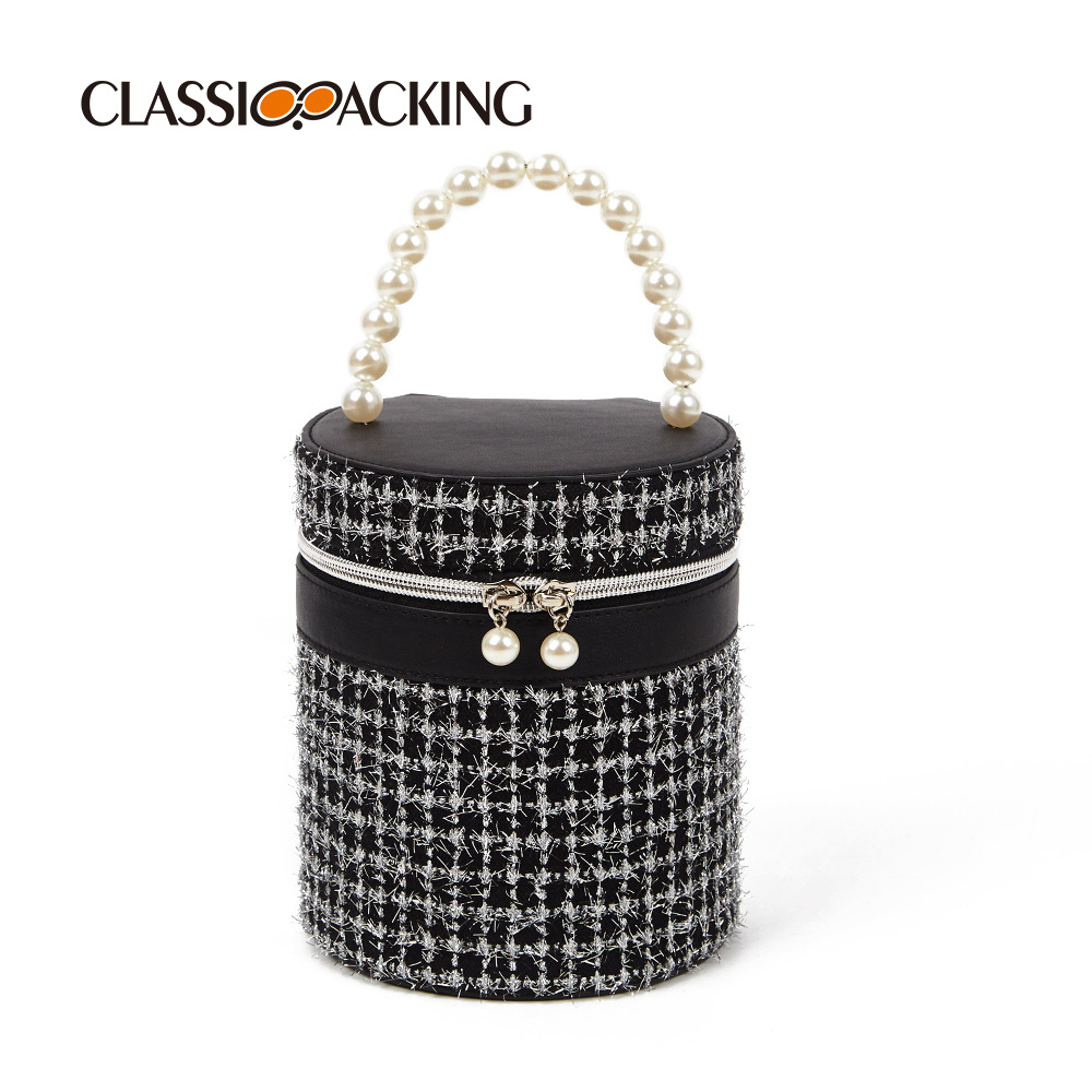 Estilo coreano estilo Chanel bolsa de cosméticos fábrica al por mayor cilindro bolsa de almacenamiento cosmético portátil impermeable bolsa de cosméticos portátil