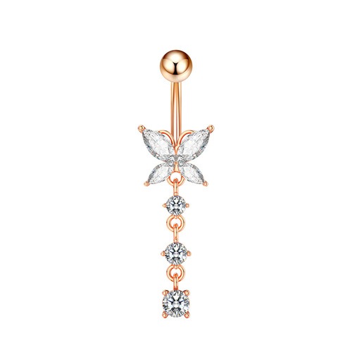 Amazon eBay Hot New Belly Button Ring Creative Butterfly Zircon Navel Button Navel Ring Piercing Jewelry
