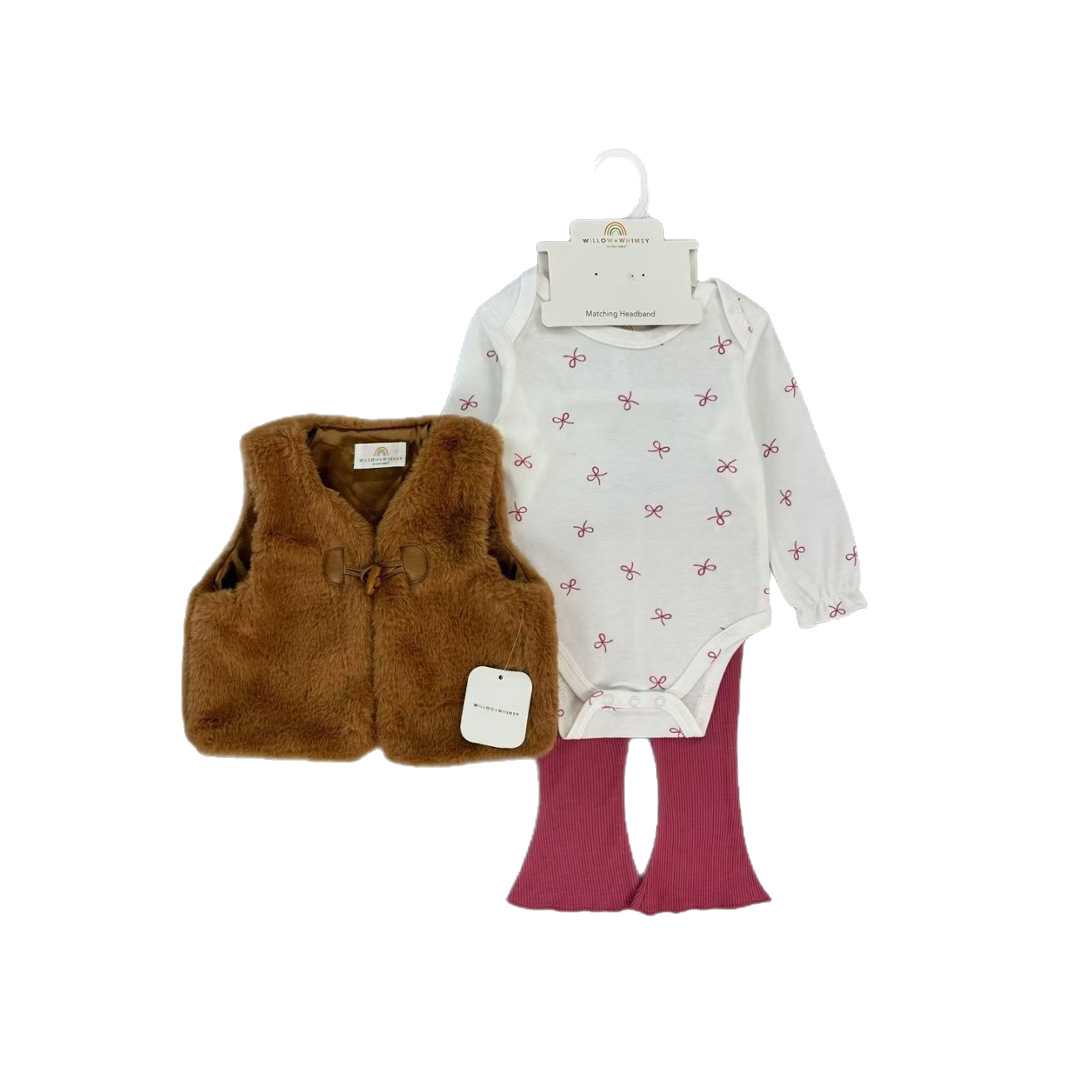 [First-hand batch] willow+whimsy girls' vest 3-piece European fleece jacket set 5