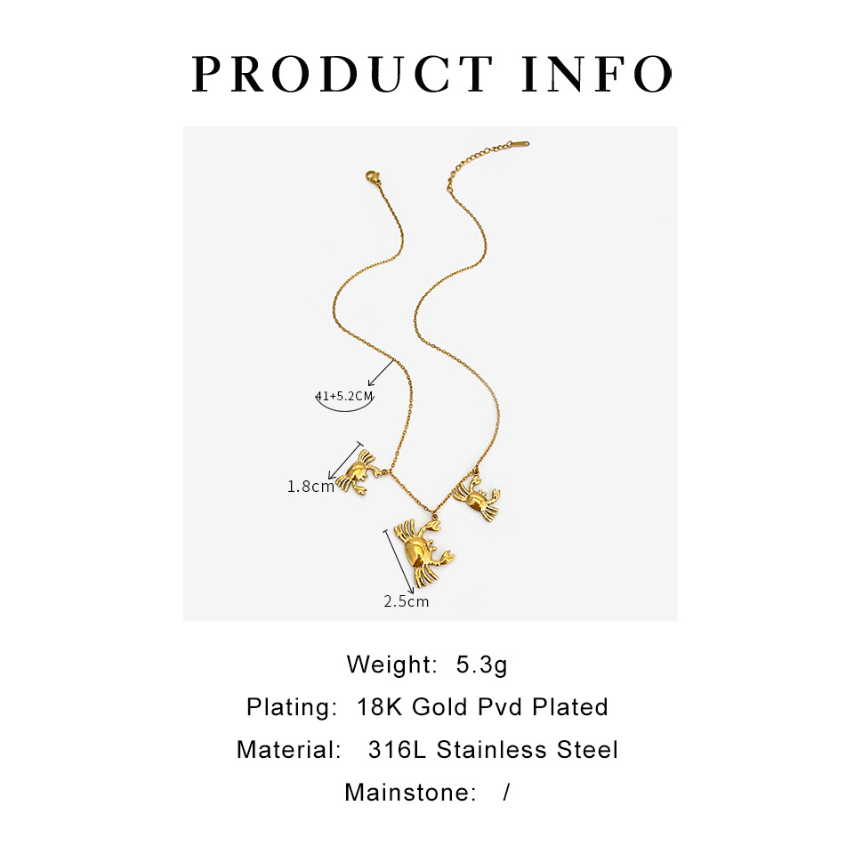 6g Weight 316L Stainless Steel Pendant Material Pendant Necklace Classification Women's 316L Stainless Steel  Imitation Pearl Waterproof Non Tarnish Surgical Steel Crab Pendant Necklace Imitation Pearl Jewelry