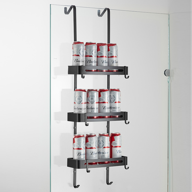 Cuarto de baño organizador de almacenamiento espacio de aluminio colgante aseo ducha partición cesta colgante baño estante de almacenamiento de tres capas