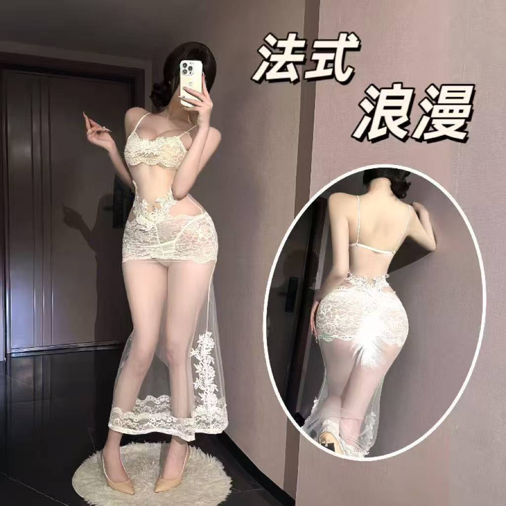 Bunny Girl Roleplay Lingerie Set, Sheer Polyester Campus Maid Costume, One Size — detail image 6