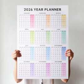 新款2026全年一张纸创意日程自律打卡计划表ins挂贴墙高级感日历