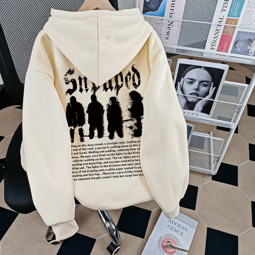 Cozy Fleece Thick High-End American Style Hooded Sweatshirt with Print for Men and Women, Unisex Autumn and Winter New Arrival