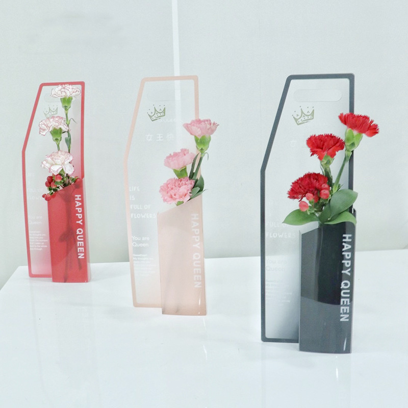 七夕新品女王水晶单支盒多支鲜花盒PVC透明盒女神节水晶单支袋
