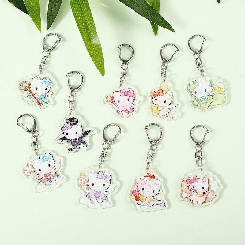Cartoon Hello Kitty Peripheral Double-Sided Acrylic Keychain Two-Dimensional Pendant Accessories Accessories Small Gifts