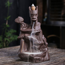 跨境紫砂龙倒流香炉创意大号中国龙高山流水祥云祥龙倒流香炉摆件