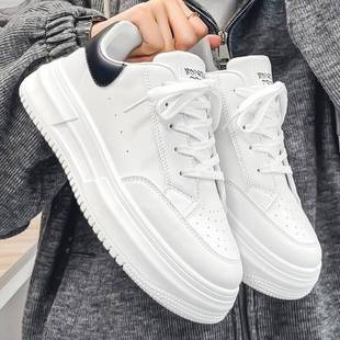 Spring Men's Shoes New Breathable White Shoes for Male Students Korean Version Trendy Versatile Thick-Soled Sports and Leisure Sneakers Trendy Shoes