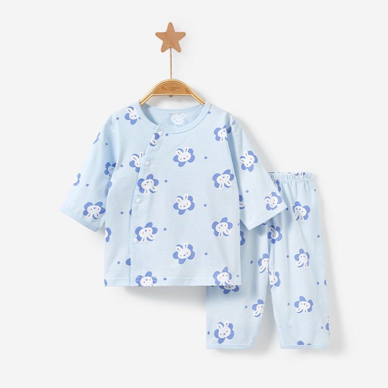 Bebé traje de verano de algodón para niños de media manga delgada traje de dos piezas para niños y niñas ropa de verano sin hueso ropa de bebé