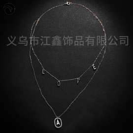 新品时尚高级感双层定制26个字母项链 小众设计轻奢高级感锁骨链